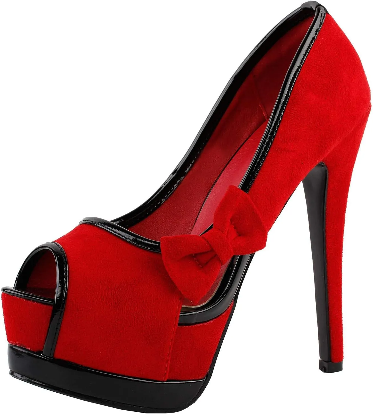 SHOW STORY Sexy Womens 2 Tone Bow Peep Toe Platform Stiletto Pumps Shoes,LF80900