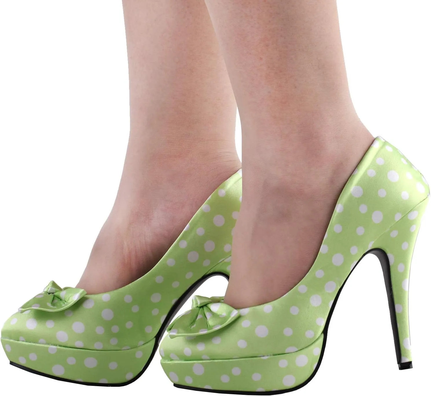 SHOW STORY Two Tone Spot Polka Dots Bow Stiletto Platform High Heel Pump,LF30406