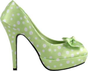 SHOW STORY Two Tone Spot Polka Dots Bow Stiletto Platform High Heel Pump,LF30406