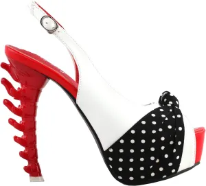 SHOW STORY Vintage Red White Black Polka Dots Slingback Gladiator Platform Bone Heels Club Pumps,LF80709
