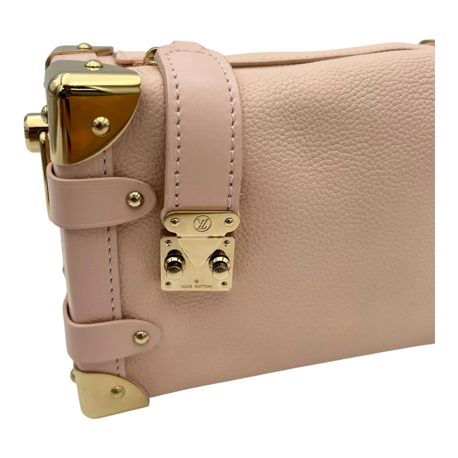 Side Trunk PM Pink Crossbody Bag in Calfskin, Silver hardware