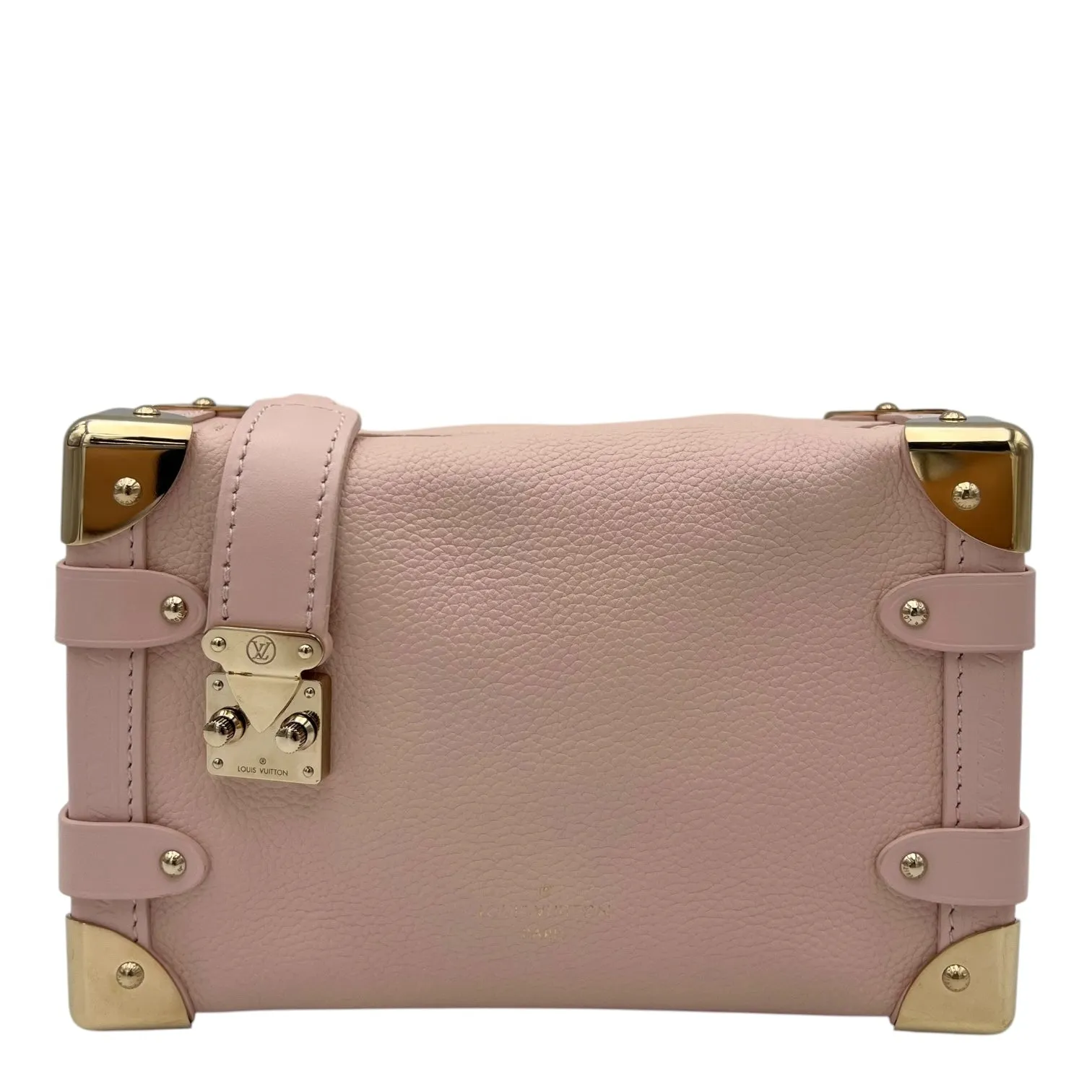 Side Trunk PM Pink Crossbody Bag in Calfskin, Silver hardware