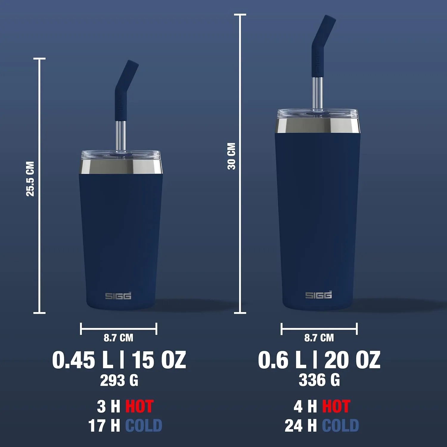 SIGG - Insulated Mug - Travel Mug Helia - With Durable Glass Straw & Cleaning Brush - Leakproof - BPA Free - 18/8 Stainless Steel - 15oz/20oz