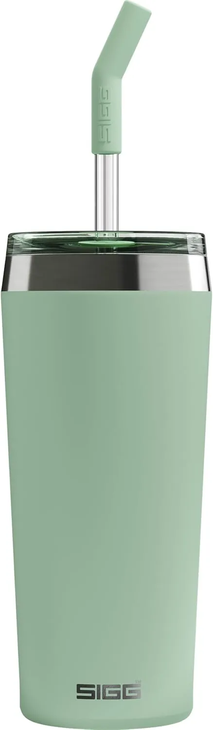 SIGG - Insulated Mug - Travel Mug Helia - With Durable Glass Straw & Cleaning Brush - Leakproof - BPA Free - 18/8 Stainless Steel - 15oz/20oz