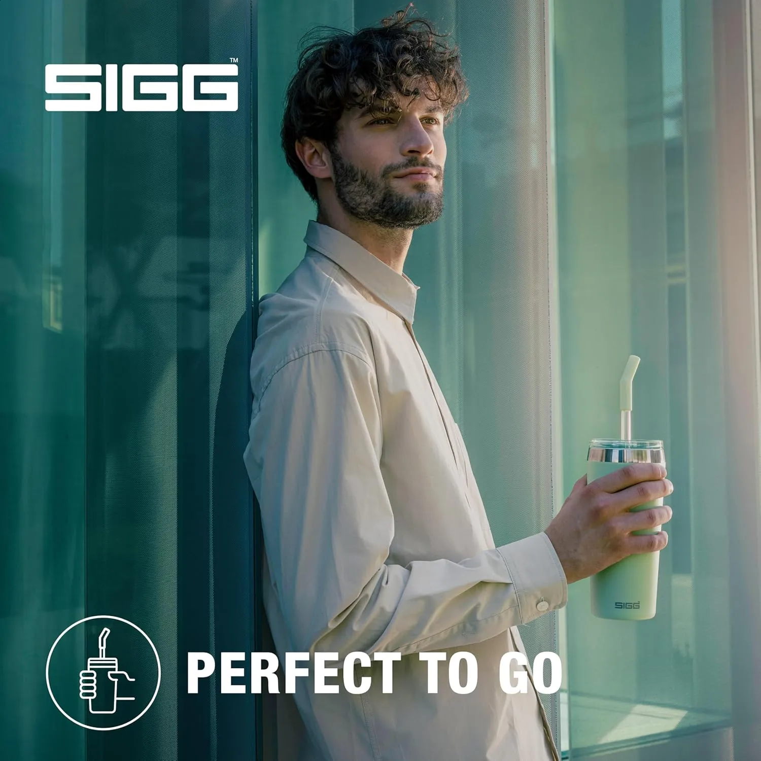 SIGG - Insulated Mug - Travel Mug Helia - With Durable Glass Straw & Cleaning Brush - Leakproof - BPA Free - 18/8 Stainless Steel - 15oz/20oz