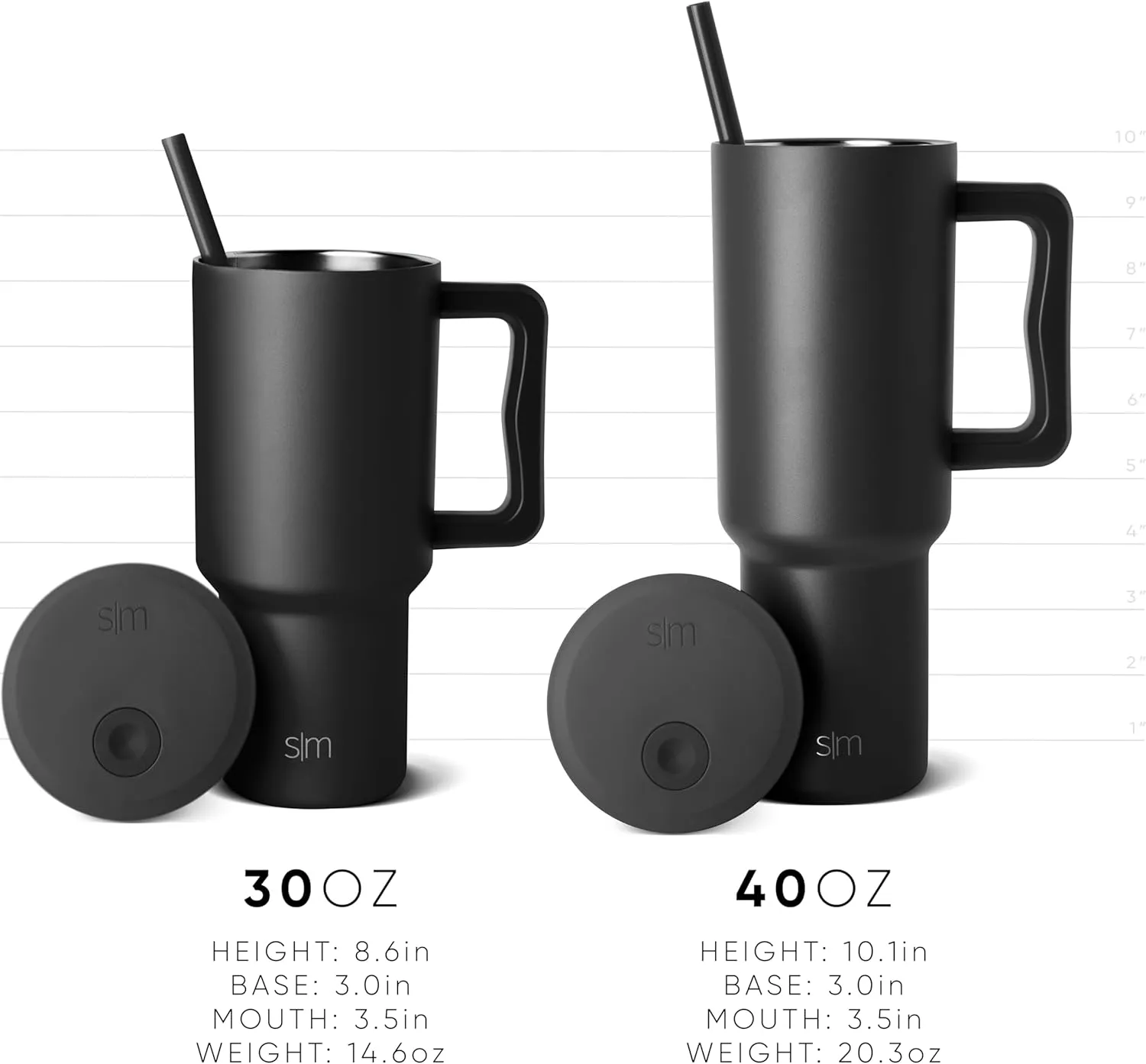 Simple Modern 40 oz Trek Tumbler with Handle and Straw Lid | Cup Holder Friendly Insulated Stainless Steel Travel Mug | Downhill Skiing