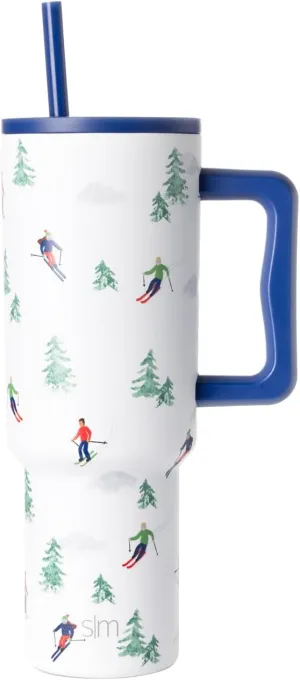 Simple Modern 40 oz Trek Tumbler with Handle and Straw Lid | Cup Holder Friendly Insulated Stainless Steel Travel Mug | Downhill Skiing