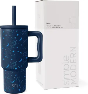 Simple Modern Disney Kids 24 oz Tumbler with Handle and Silicone Straw Lid | Spill Proof Leak Resistant | Reusable Stainless Steel Bottle | Kids Boys | Trek Collection | Mickey Mouse Constellations