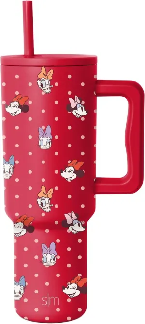 Simple Modern Valentine's Day Disney 40 oz Tumbler with Handle | Insulated Stainless Steel Water Bottle Travel Mug | Holiday Gifts for Women Her | Trek Collection | 40oz | Minnie Dots and Faces