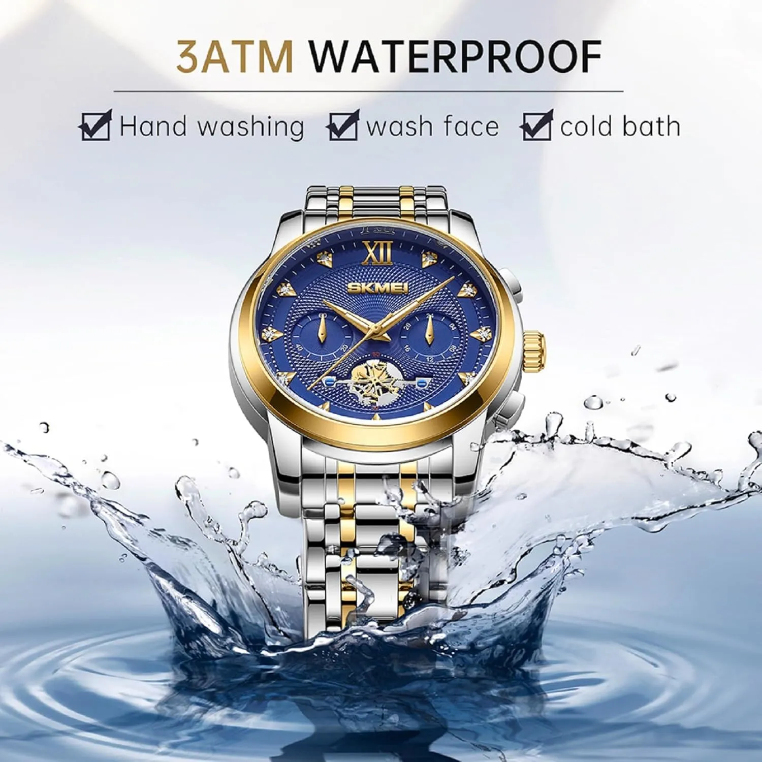SKMEI Men's Luxury Analog Quartz watcheses Waterproof Business Casual Mens watcheses with Luminous Hands