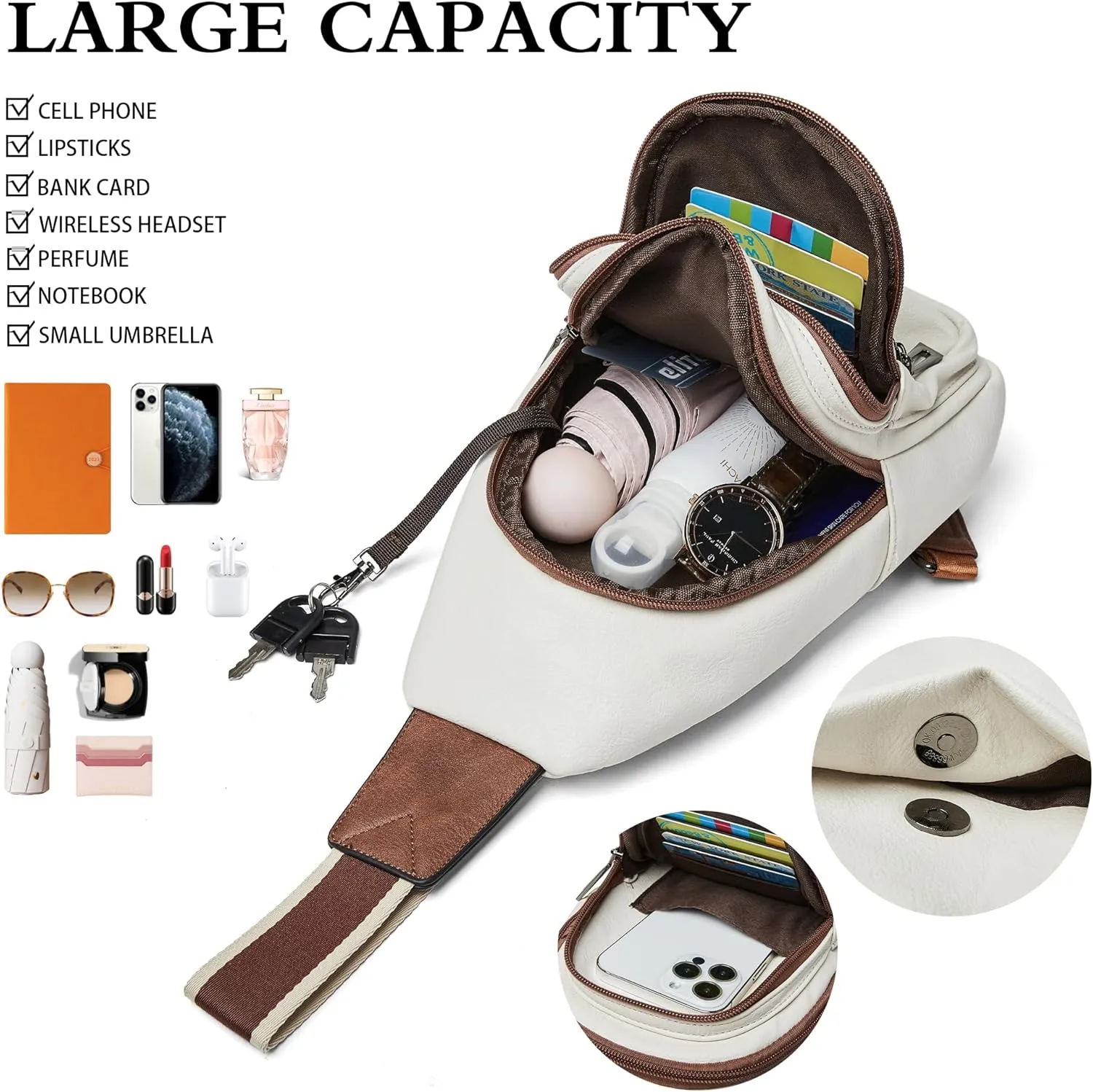 Sling Bag Crossbody Bags for Women Cross Body Fanny Packs Chest Sling Purses for Travel Shopping Leisure Sport