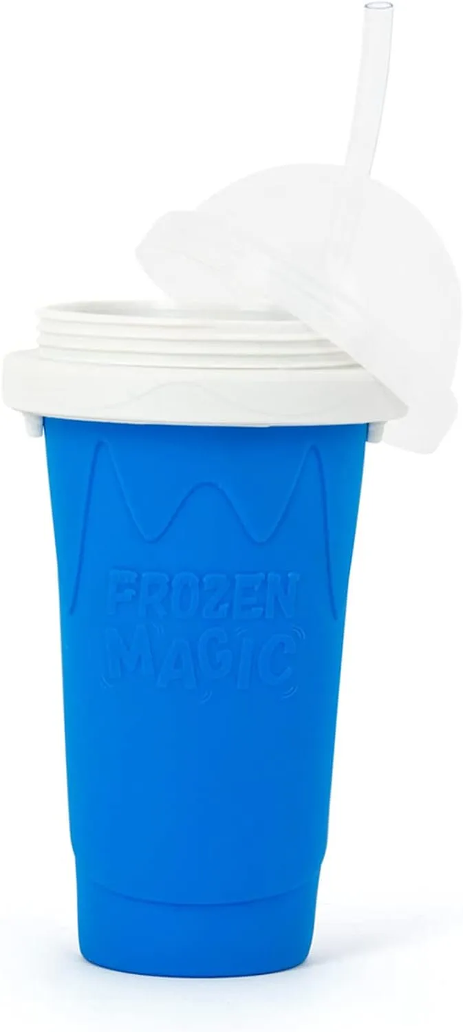 Slushy Maker Cup, Slushie Cup Maker, Milk Cola Juice Squeeze Cup, Magic Quick Freeze Cup, Cooling Cup, Smoothies Cup with Lids and Straws for All Age (Blue)