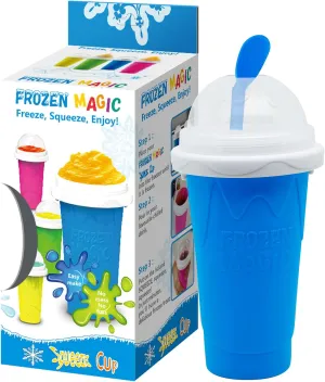Slushy Maker Cup, Slushie Cup Maker, Milk Cola Juice Squeeze Cup, Magic Quick Freeze Cup, Cooling Cup, Smoothies Cup with Lids and Straws for All Age (Blue)
