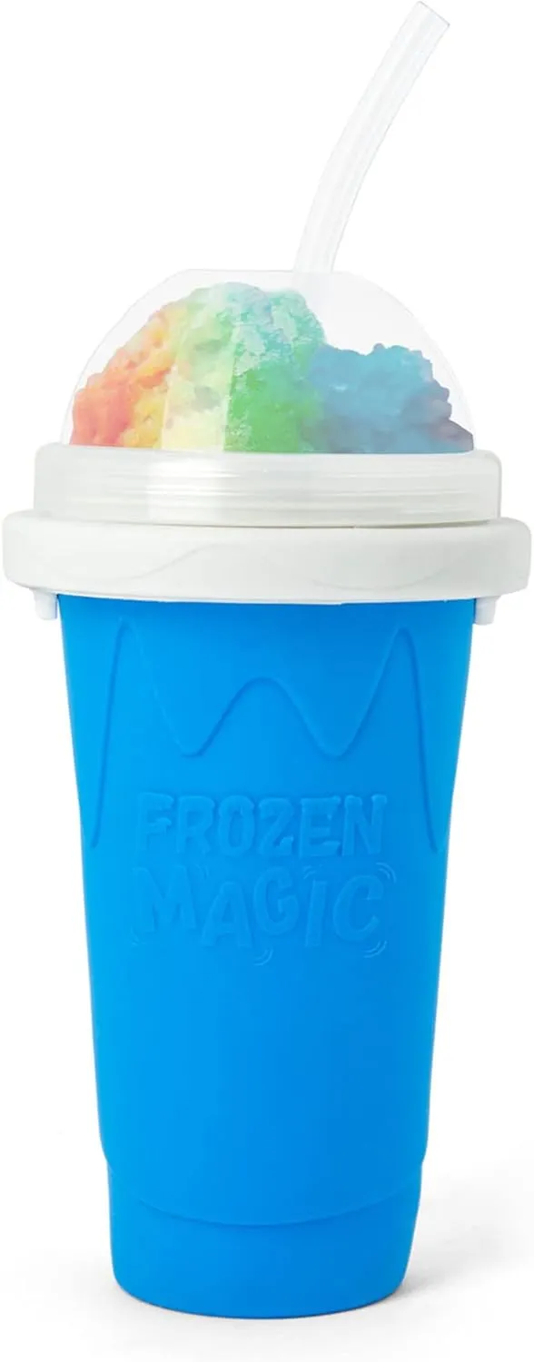 Slushy Maker Cup, Slushie Cup Maker, Milk Cola Juice Squeeze Cup, Magic Quick Freeze Cup, Cooling Cup, Smoothies Cup with Lids and Straws for All Age (Blue)