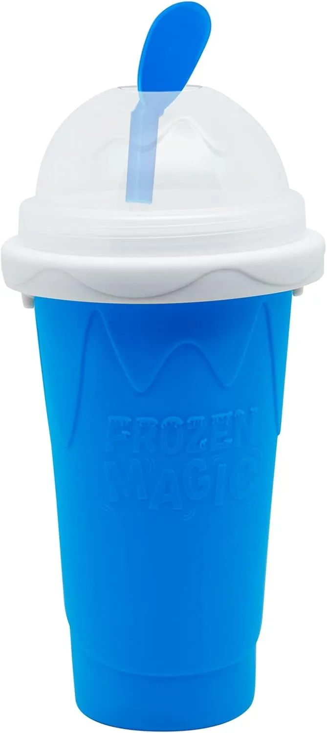 Slushy Maker Cup, Slushie Cup Maker, Milk Cola Juice Squeeze Cup, Magic Quick Freeze Cup, Cooling Cup, Smoothies Cup with Lids and Straws for All Age (Blue)