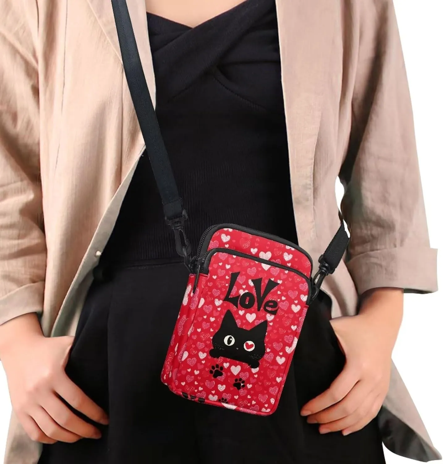 Small Cross Body Purse Trendy Phone Double Layer Shoulder Bags for Women Zip Messenger Bag