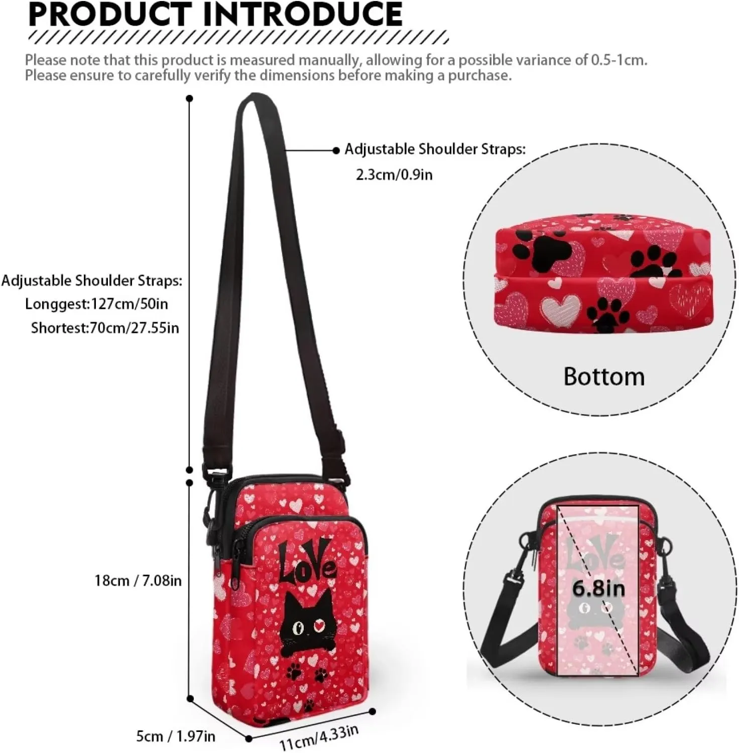 Small Cross Body Purse Trendy Phone Double Layer Shoulder Bags for Women Zip Messenger Bag