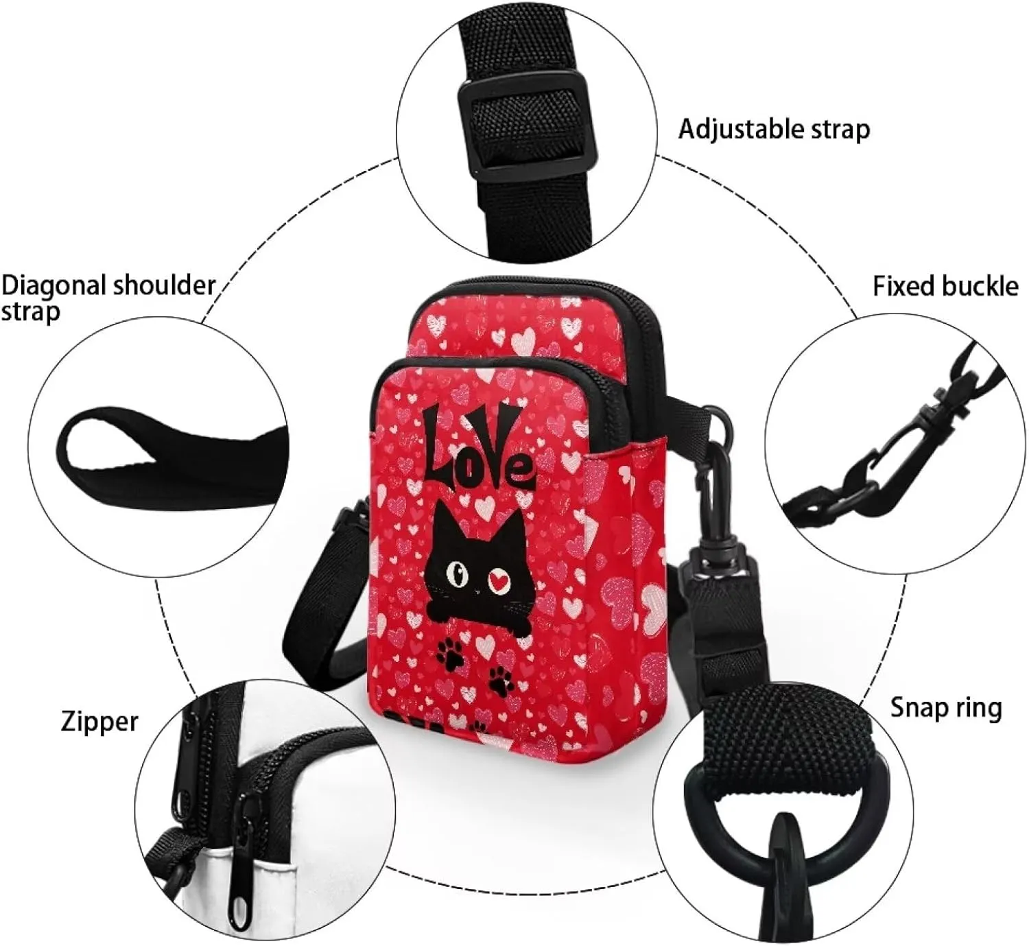 Small Cross Body Purse Trendy Phone Double Layer Shoulder Bags for Women Zip Messenger Bag