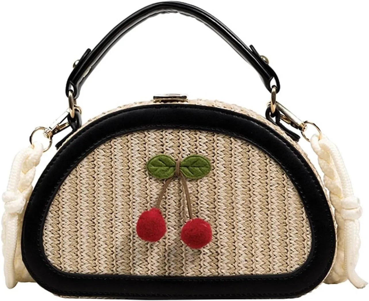 Small Cute Beach Bags for Women Straw Purses for Women Summer Purse Vacation Handbags Crossbody Bags Shoulder Bag(Black)