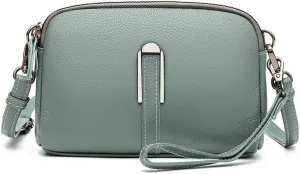 Small Genuine Leather Double Zip Camera Cross Body Purses Handbag Trendy Crossbody Bags for Women Ladies‘ Bag