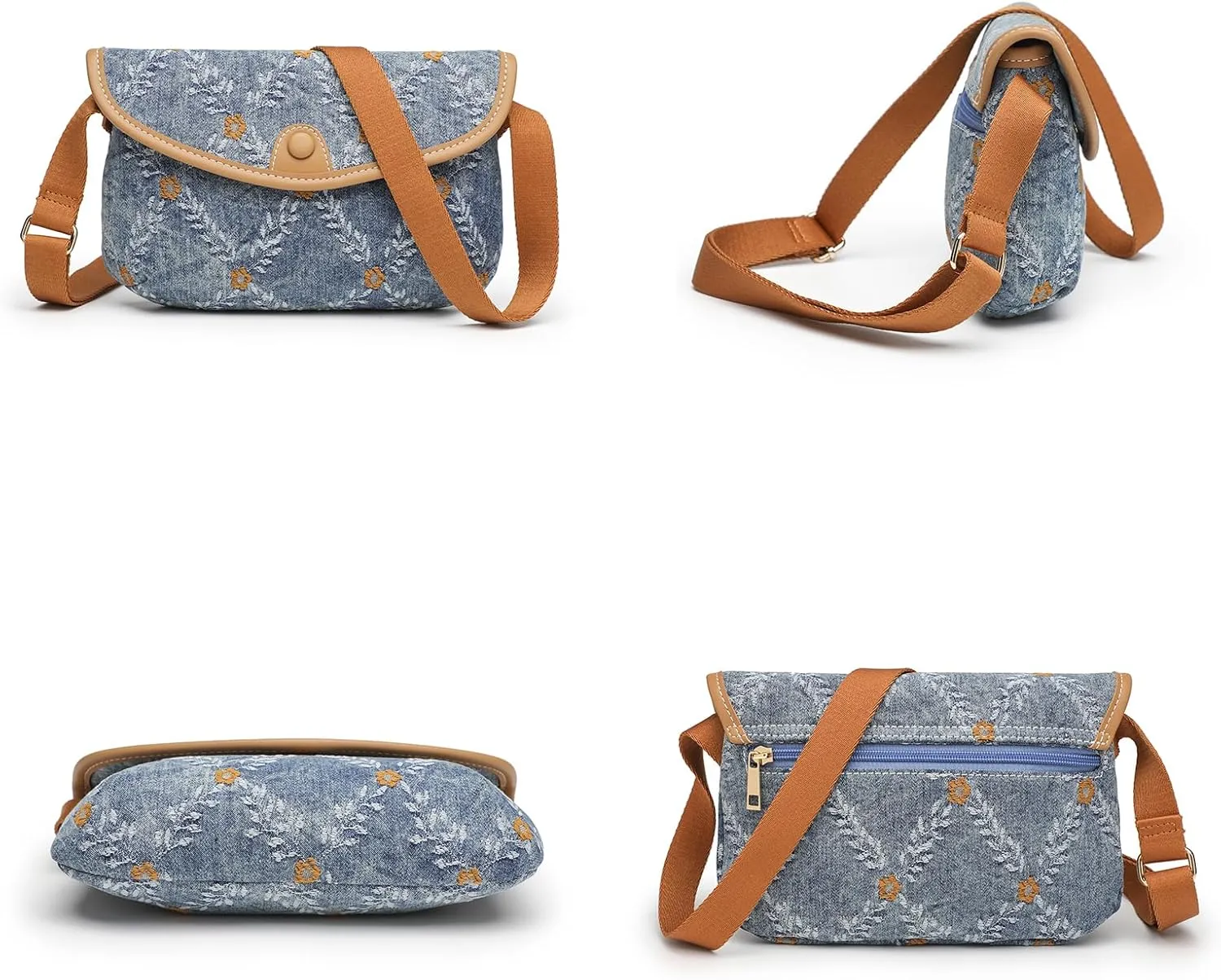 Small Jean Denim Crossbody Purses Bags for Women Crossbody Trendy Design Shoulder Purse Messenger Bags