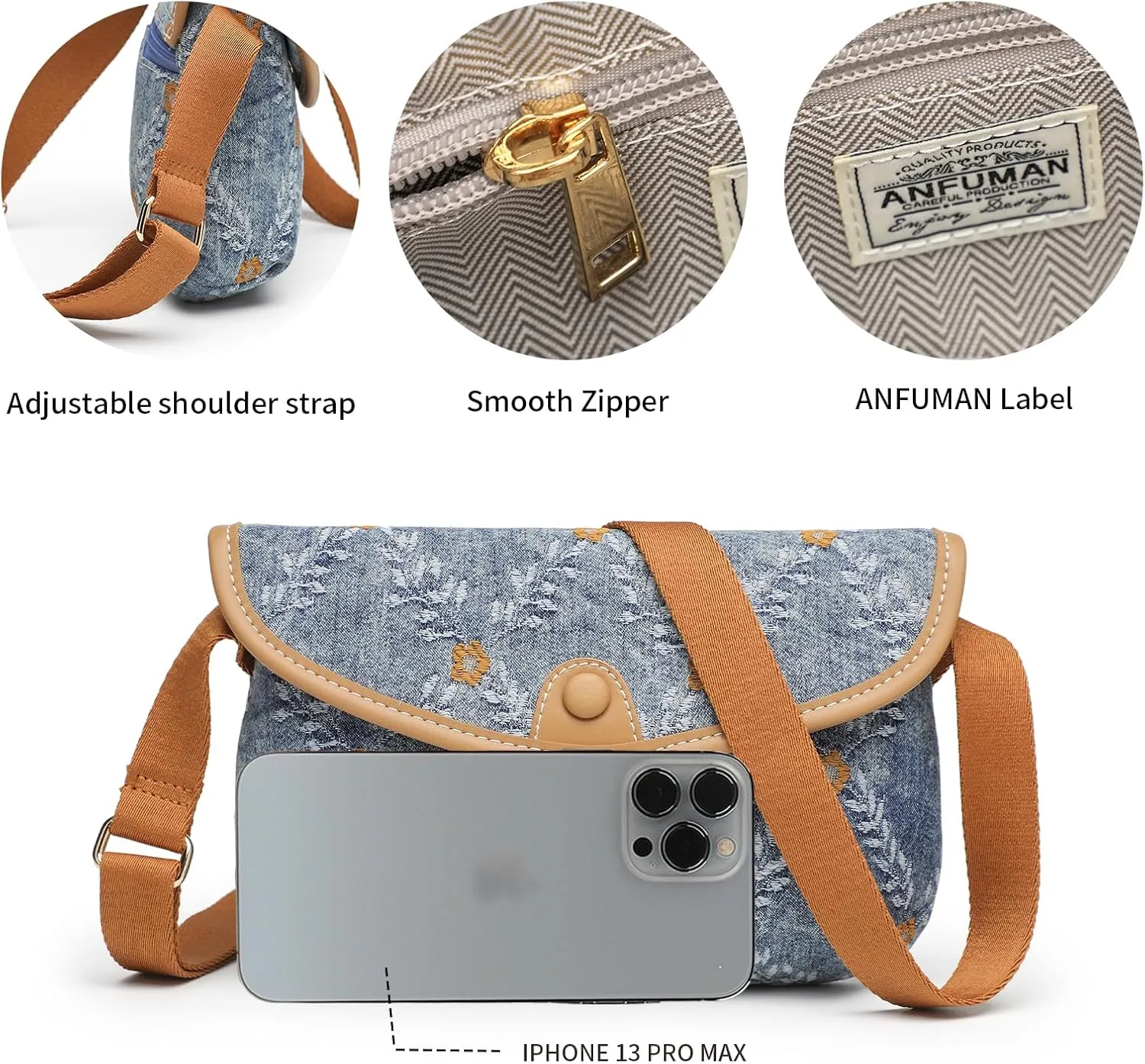 Small Jean Denim Crossbody Purses Bags for Women Crossbody Trendy Design Shoulder Purse Messenger Bags