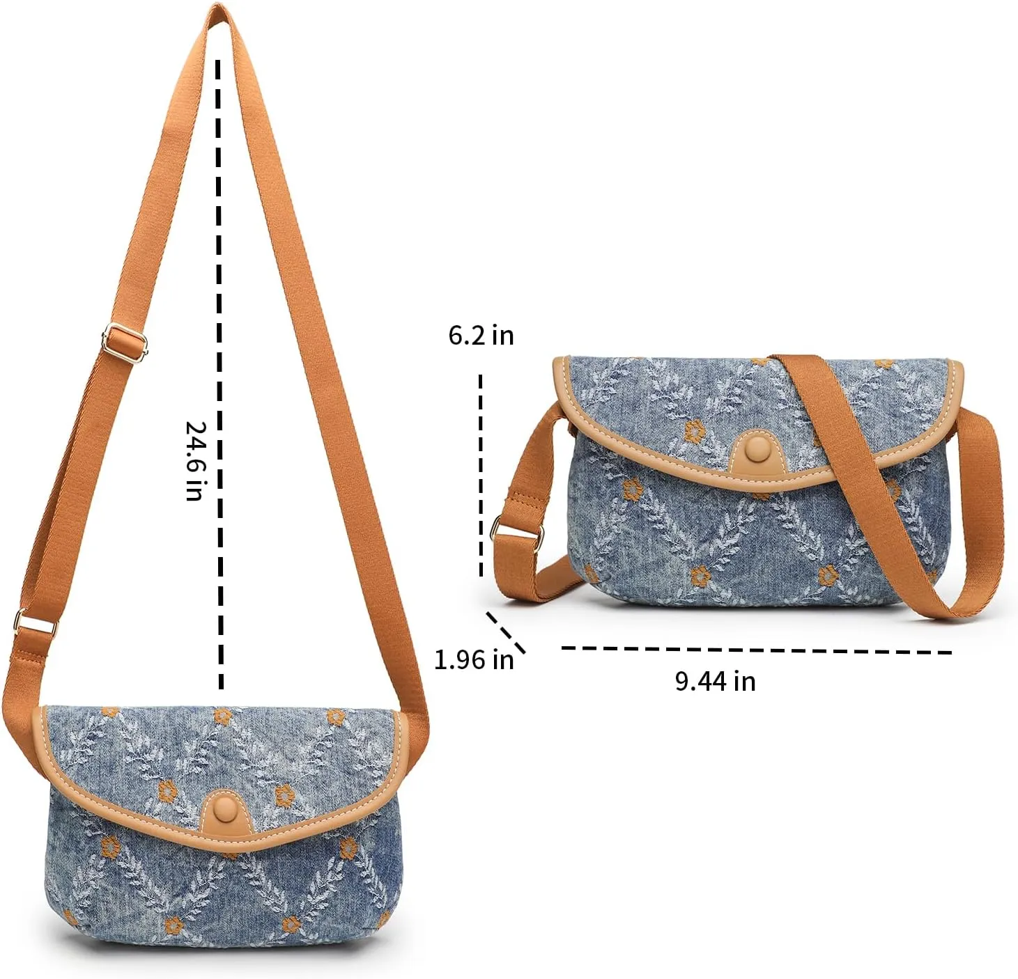 Small Jean Denim Crossbody Purses Bags for Women Crossbody Trendy Design Shoulder Purse Messenger Bags
