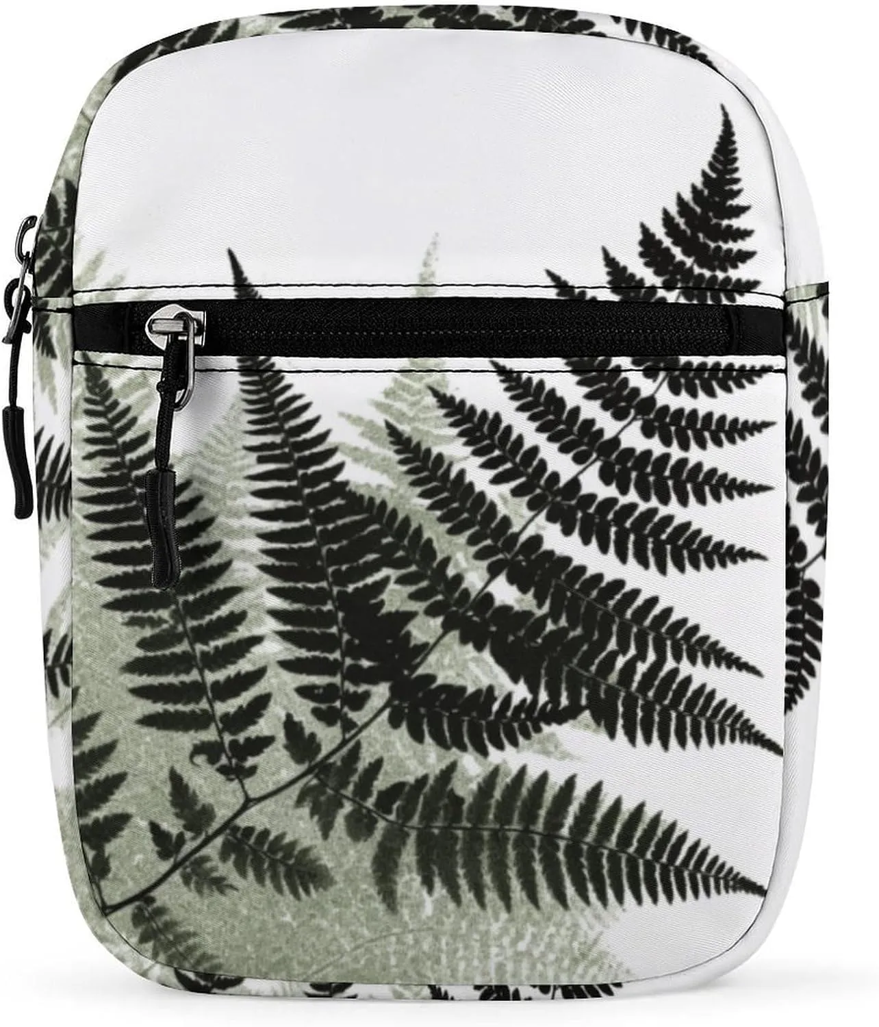 Small Satchel, Natural Plant Silhouette Fern Leaf Print Crossbody Bag Casual Crossbody Bag Detachable Strap Bag Daily Use Satchel Functional Handbag