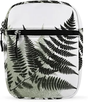 Small Satchel, Natural Plant Silhouette Fern Leaf Print Crossbody Bag Casual Crossbody Bag Detachable Strap Bag Daily Use Satchel Functional Handbag