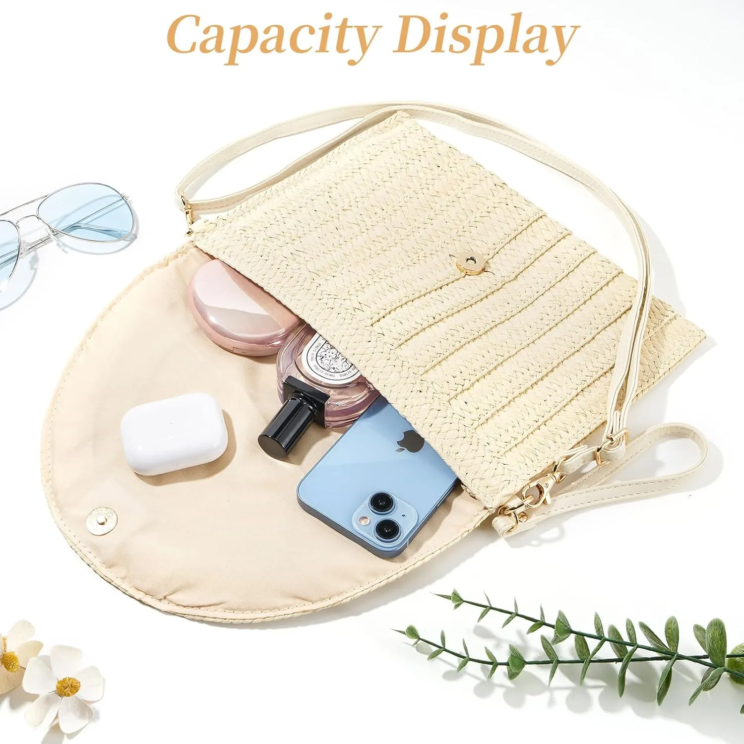 Small Straw Purse for Women Summer Clutch Purses Beach Woven Envelope Bag Raffia Shoulder,Straw Crossbody Bag boho