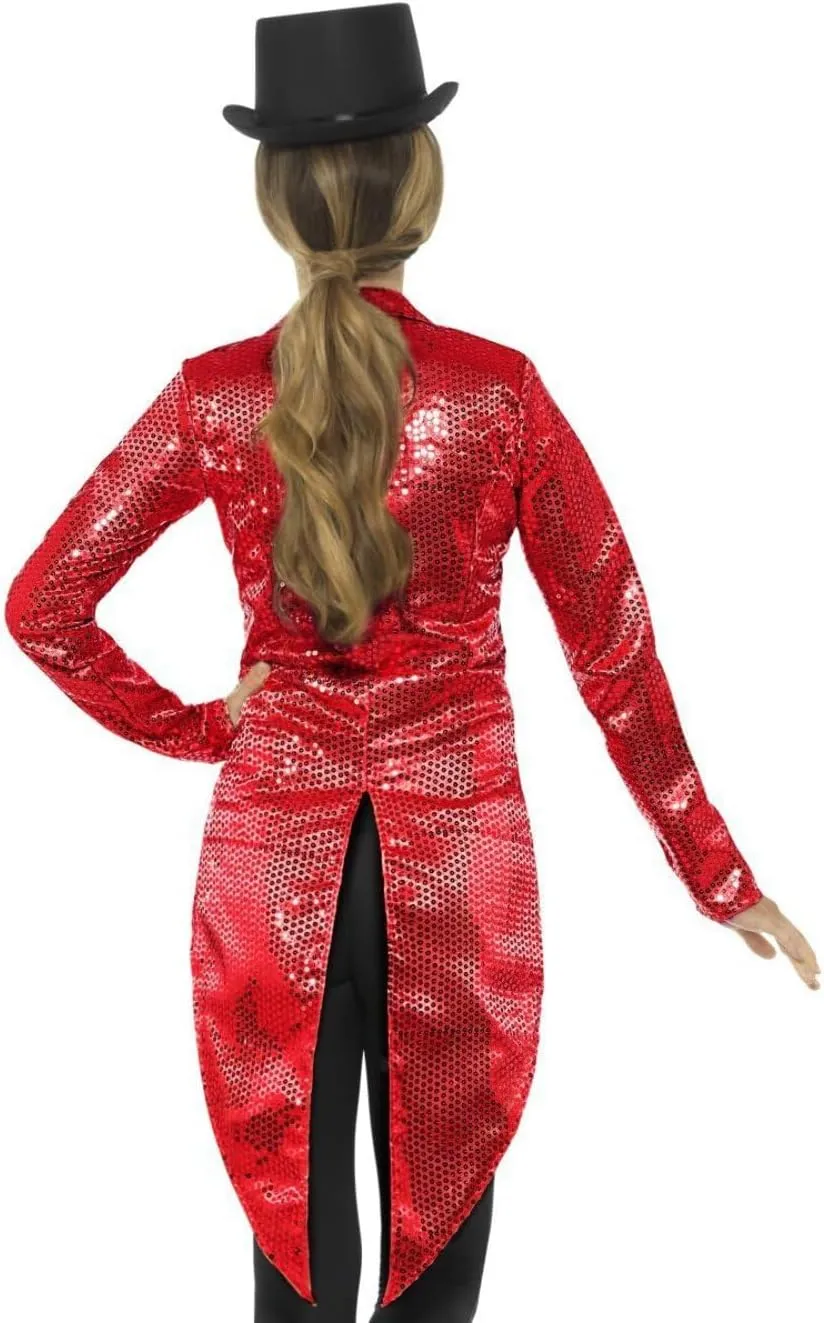 Smiffys Womens Sequin Tailcoat Jacket, Ladies