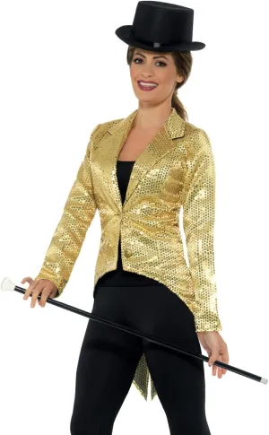 Smiffys Womens Sequin Tailcoat Jacket, Ladies