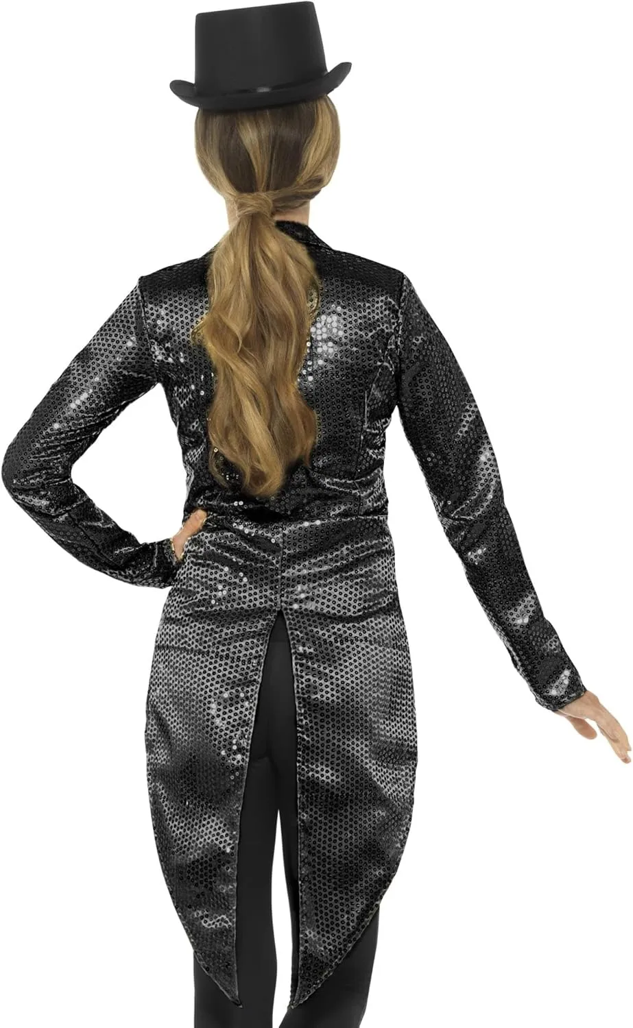 Smiffys Womens Sequin Tailcoat Jacket, Ladies