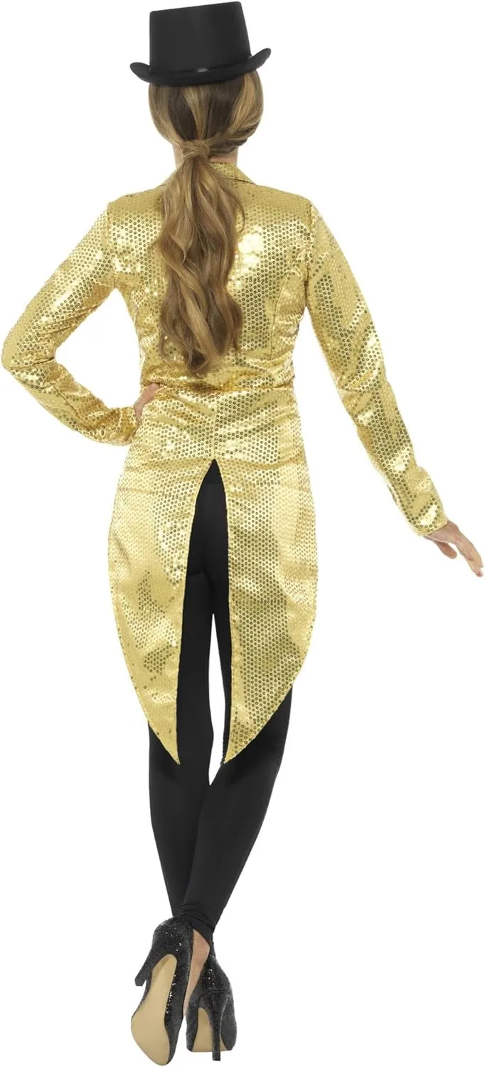 Smiffys Womens Sequin Tailcoat Jacket, Ladies