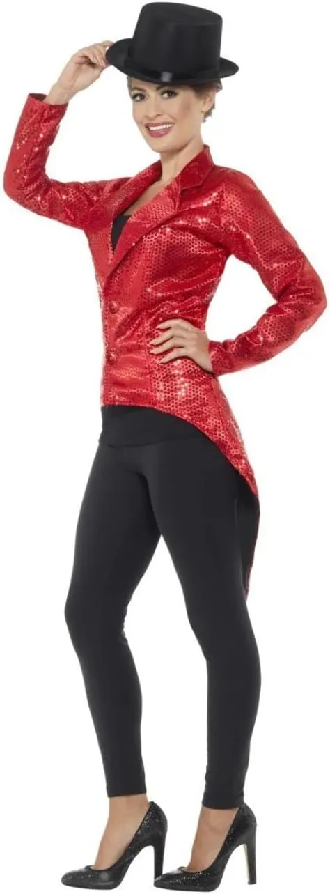Smiffys Womens Sequin Tailcoat Jacket, Ladies