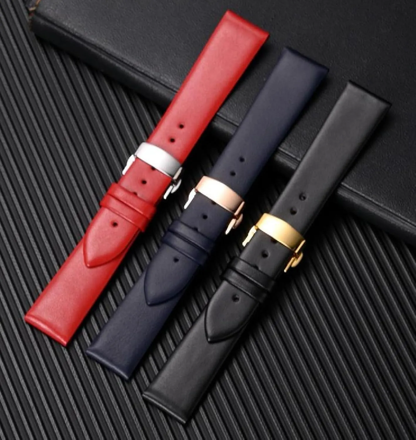 Soft Leather Watch Straps Men's and Women's Cowhide Watch Chain with Butterfly Buckle 11-24mm