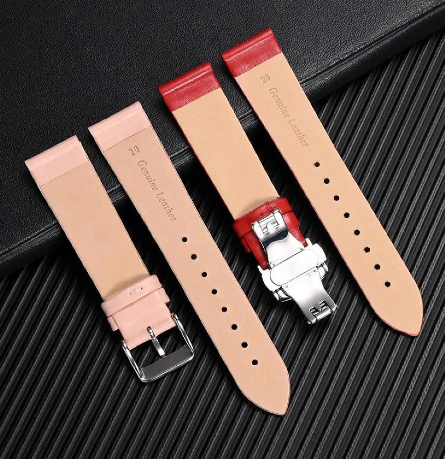 Soft Leather Watch Straps Men's and Women's Cowhide Watch Chain with Butterfly Buckle 11-24mm