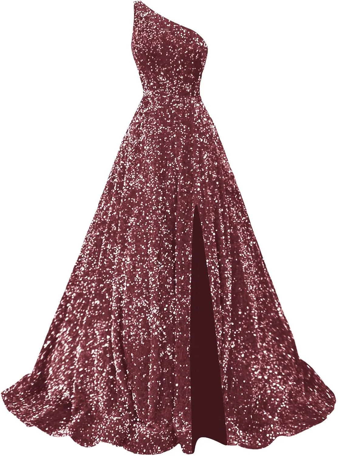 Sparkly Sequin Prom Dresses for Women 2025 Long Split One Shoulder Formal Evening Ball Gown with Pockets