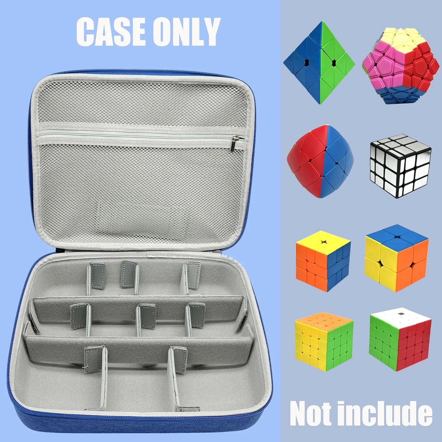 Speed Cube Travel Storage Case Bag Compatible with Shashibo/for Rubik’s/for Roxenda Brain Teaser Fidget Toy. Carrying Holder for Cube Puzzle Travel Game for Kids Teens Adults (Case Only) (Blue)