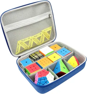 Speed Cube Travel Storage Case Bag Compatible with Shashibo/for Rubik’s/for Roxenda Brain Teaser Fidget Toy. Carrying Holder for Cube Puzzle Travel Game for Kids Teens Adults (Case Only) (Blue)