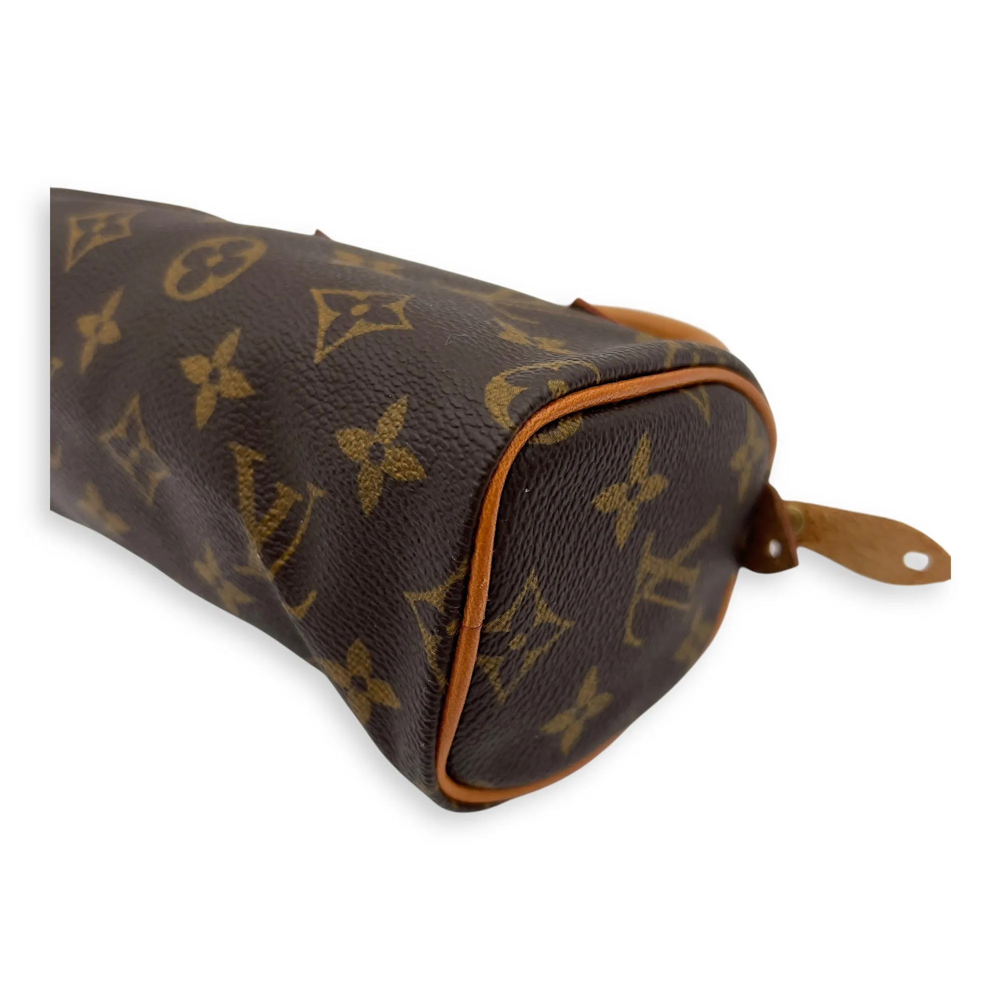 Speedy Top Handle Bag Nano Brown in Coated Canvas, Gold hardware