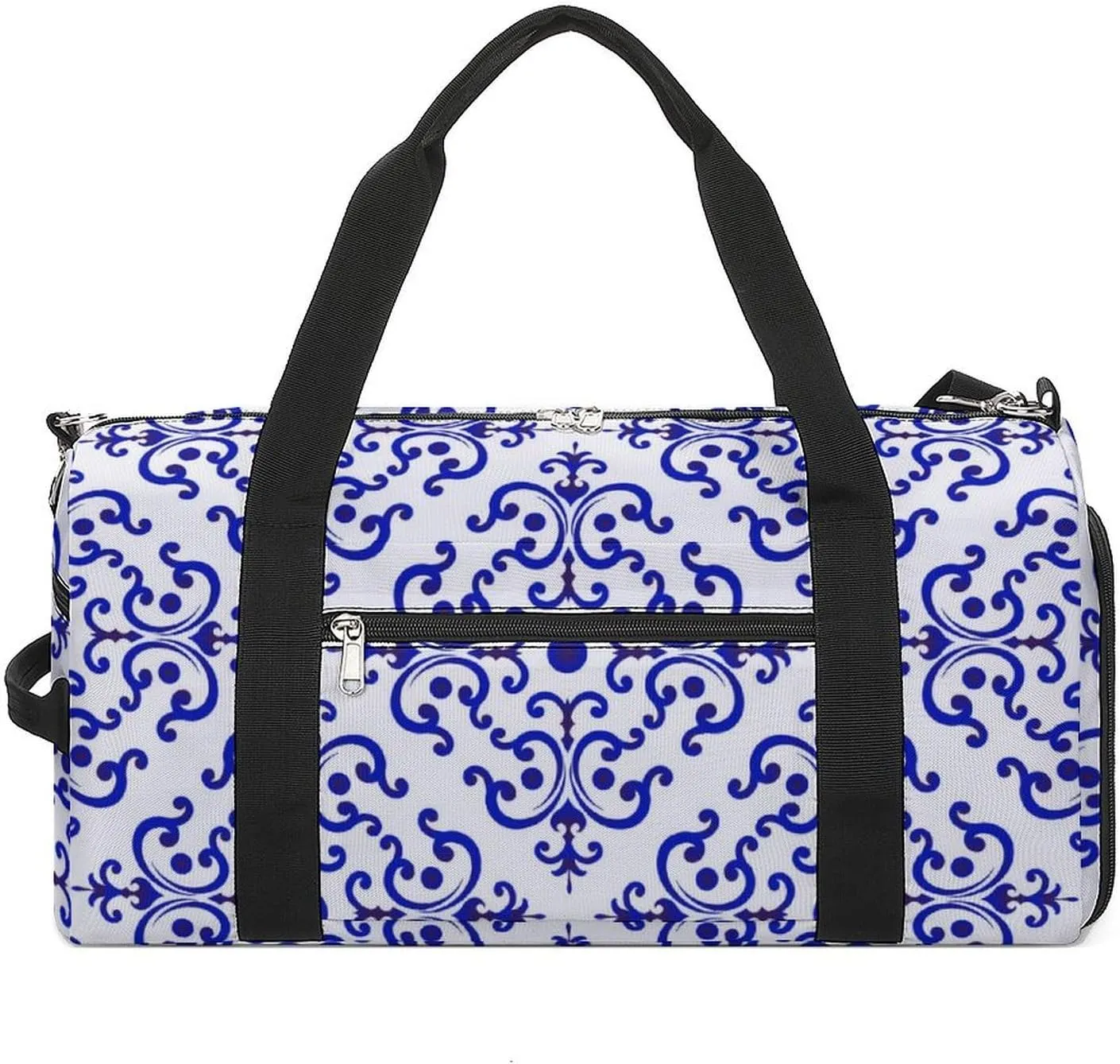 Sport Gym Duffel with Shoe Compartment Wet Pocket, Ceramic-tile-pattern-chinese-style Shoulder Travel Bag for Women Men