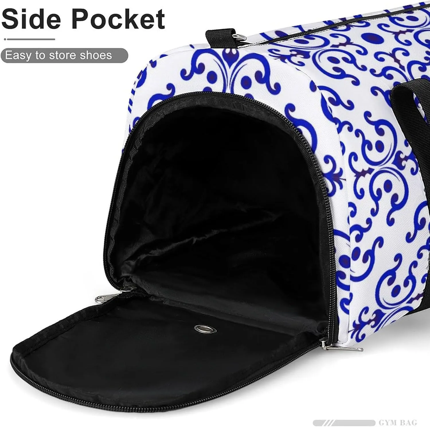 Sport Gym Duffel with Shoe Compartment Wet Pocket, Ceramic-tile-pattern-chinese-style Shoulder Travel Bag for Women Men