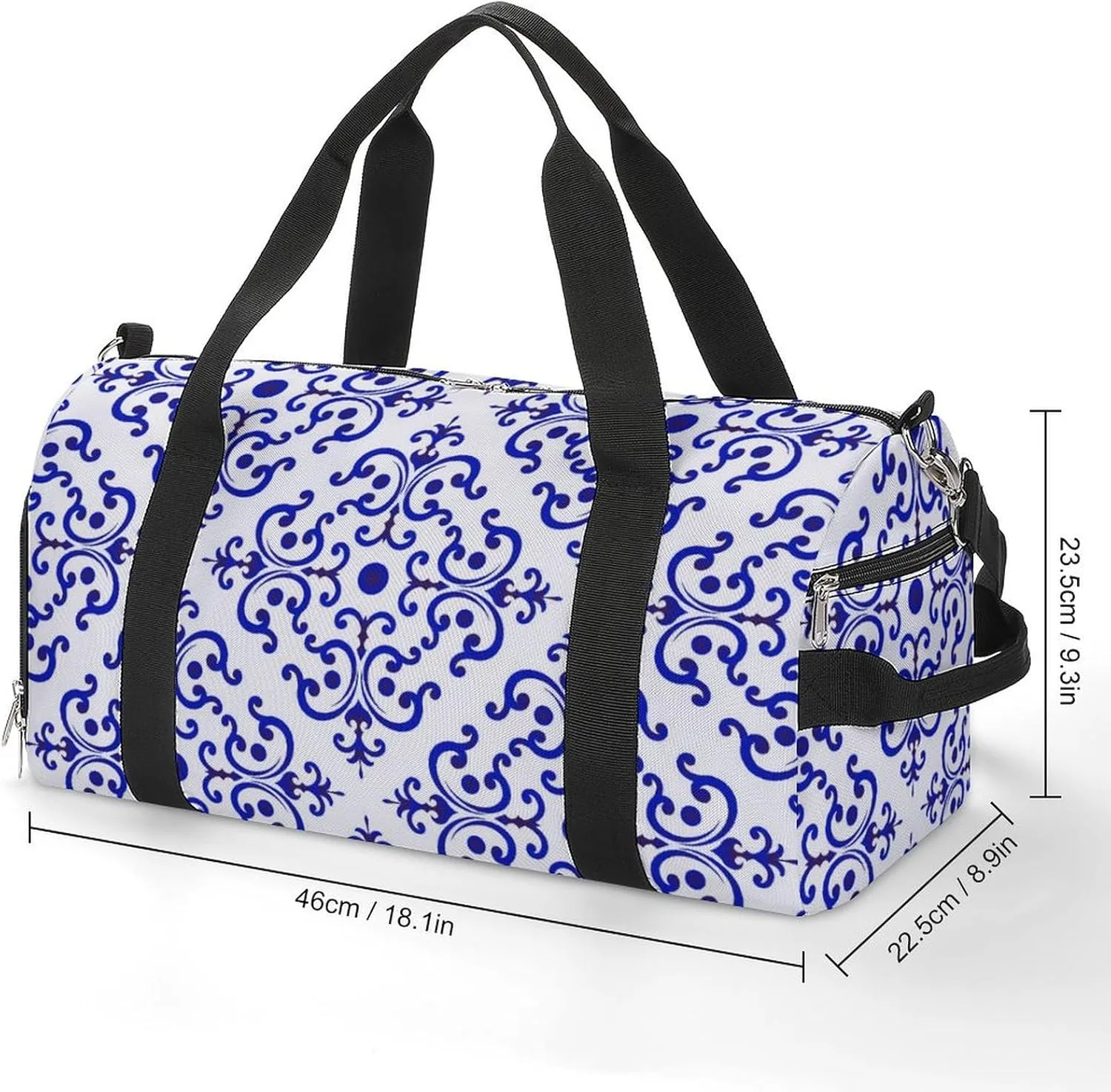 Sport Gym Duffel with Shoe Compartment Wet Pocket, Ceramic-tile-pattern-chinese-style Shoulder Travel Bag for Women Men