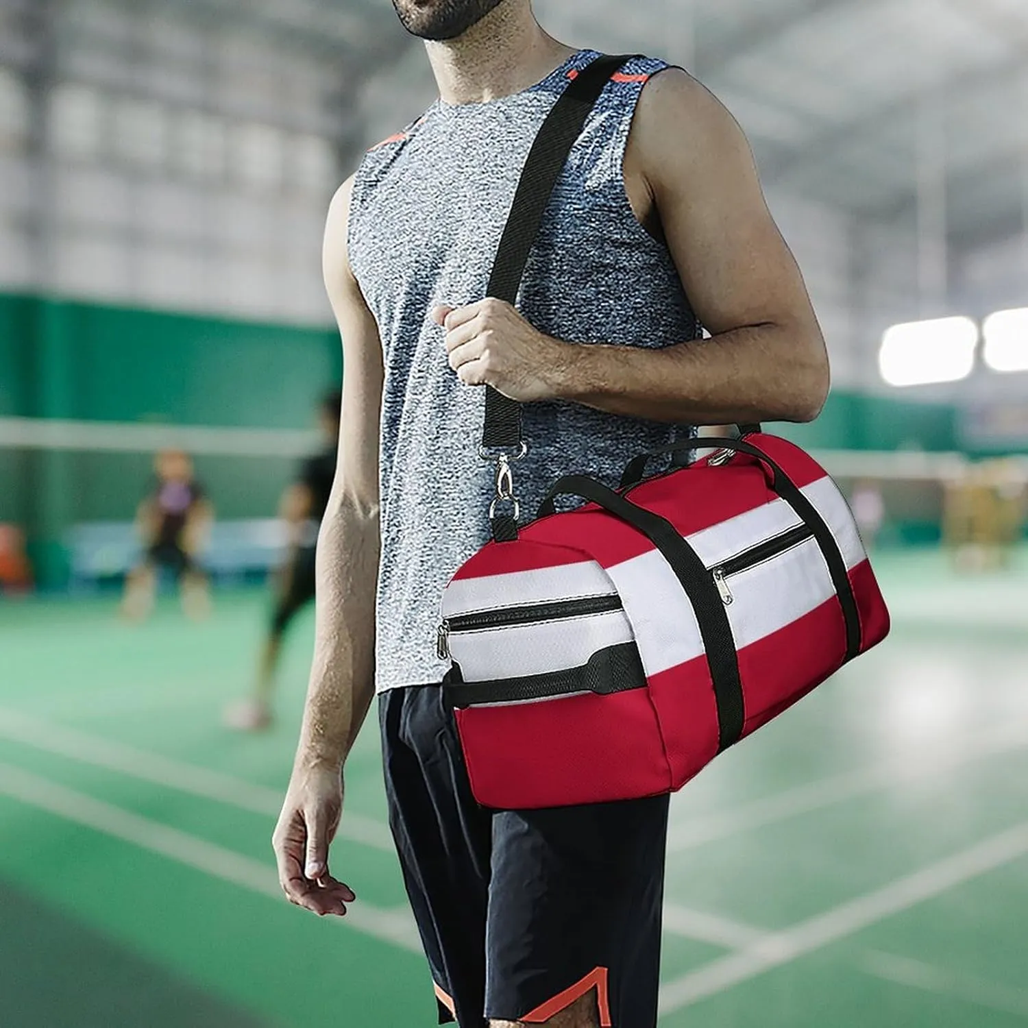Sports Duffel Bag with Austria Flag for Men Women Shoe Compartment Weekender