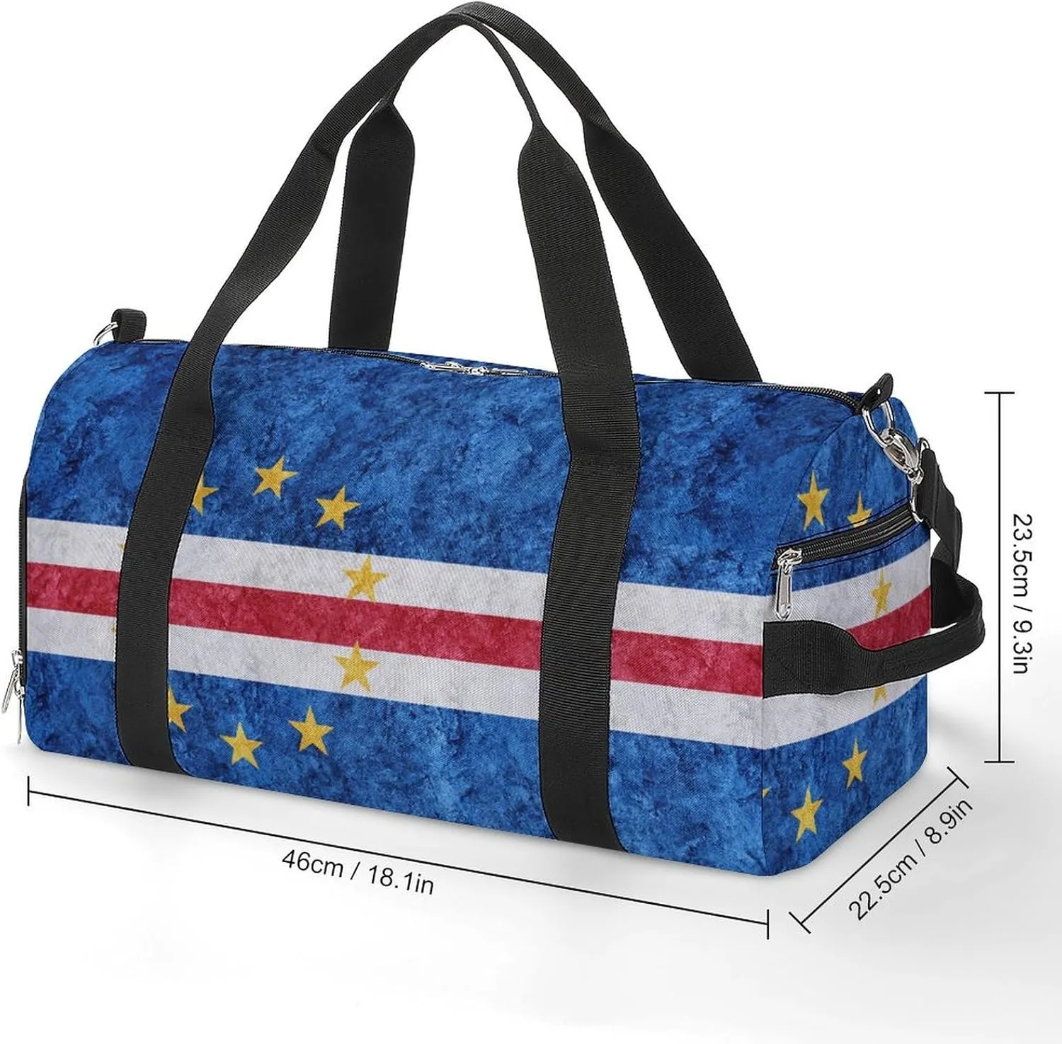 Sports Duffel Bag with Cape Verde Flag Textured Shoe Compartment Waterproof for Travel Gym
