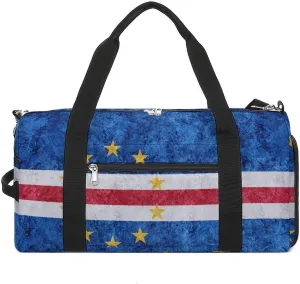 Sports Duffel Bag with Cape Verde Flag Textured Shoe Compartment Waterproof for Travel Gym