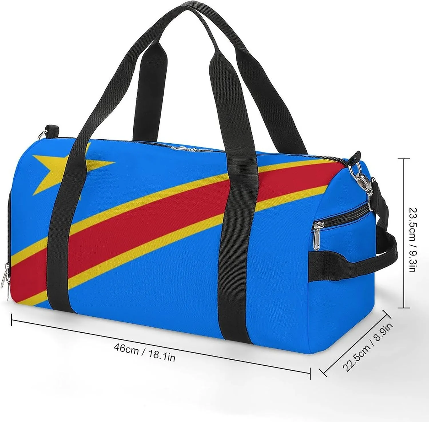 Sports Duffel Bag with Congo Flag for Men Women Shoe Compartment Travel