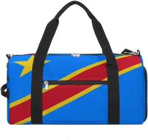 Sports Duffel Bag with Congo Flag for Men Women Shoe Compartment Travel