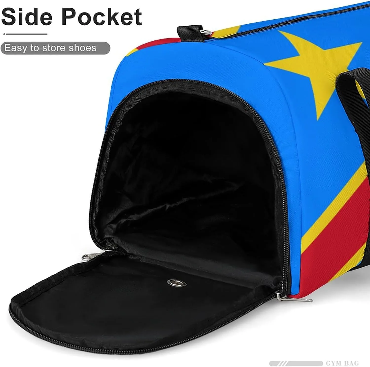 Sports Duffel Bag with Congo Flag for Men Women Shoe Compartment Travel